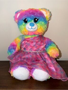 Build A Bear Rainbow Bear W Glam Dress 2024 Perfect 🌈 Pride 17”